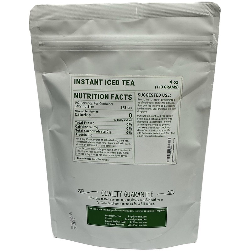 Purisure Instant Iced Tea Powder 113g 4oz, Zero Sugar Powdered