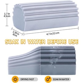 Damp Clean Duster Sponge, Magic Sponge Eraser for Housekeeping, Reusable Cleaning Sponge for Blinds, Vents, Mirrors, Glass, Baseboards, Window Track Grooves and Railings