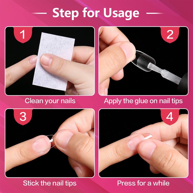 AIMEILI Pack of 432 Round Short Fake Nails Transparent Round