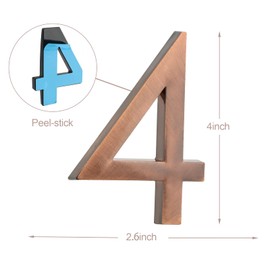 4" 10 Pack(0-9) Self Adhesive Mailbox Numbers,Door Address Number Stickers for Office Room,Raised 3D Effect,Chrome Plated Outdoor mailbox number(Bronze Plating)