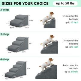 Mesa Lemon Dog Stairs for Small Dogs and Cats, 20" H 4 Steps Dog Ramp for High Beds, Couch, Sofa, Waterproof Pet Stairs with Removable Washable Cover, Non-Slip Sturdy Pet Steps