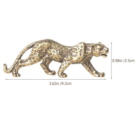 Veemoon Brass Leopard Ornament Metal Panther Statue Golden Animal Figure Mini Jungle Decoration for Office Tearoom Desktop Cupboard Decor