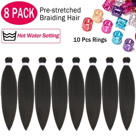 Alrence Pre Stretched Braiding Hair Long Braid 16 Inch 8 Packs Professional Braiding Hair Extensions Synthetic Crochet Twist Braids (16 Inch, 4#)
