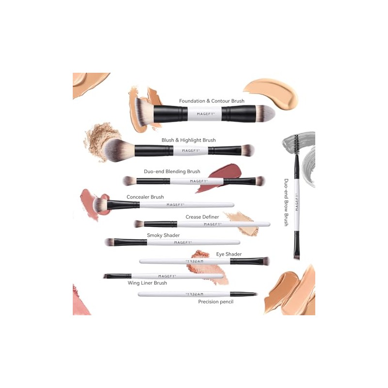 10 Piezas Brochas para Maquillaje Profesional, Brochas de Maquillaje de