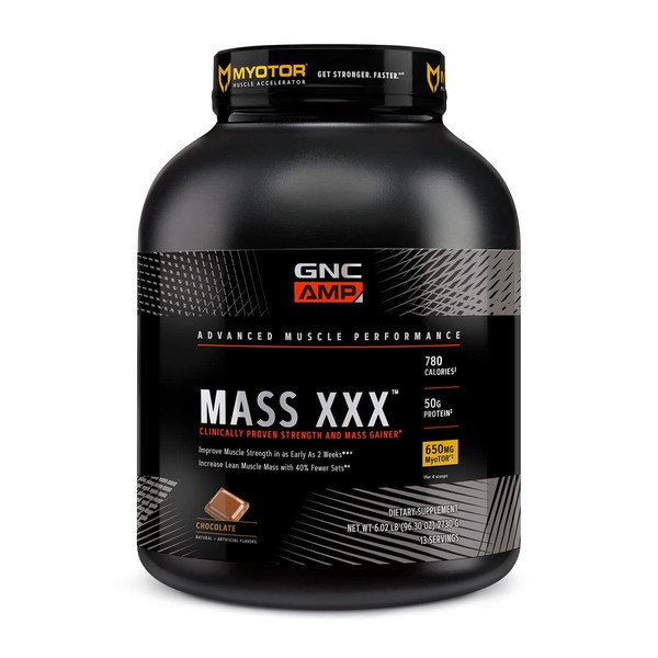 GNC AMP Mass XXX with MyoTOR Protein Powder | Targeted Muscle Building and Workout Support Formula with BCAA and Creatine | Chocolate | 13 Servings