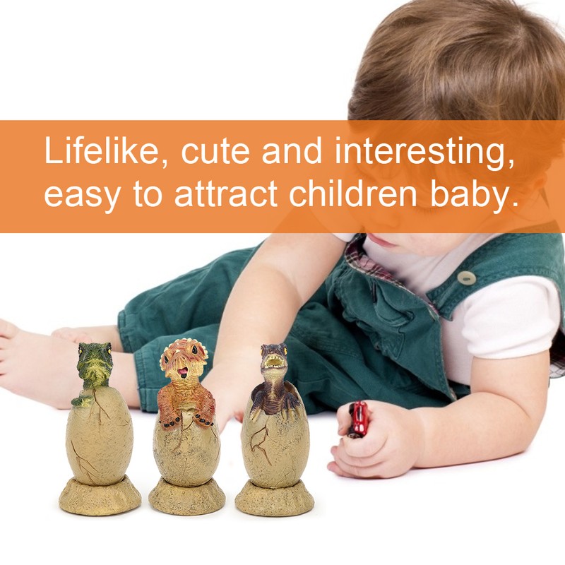 3PCS Cute Hatching Growing Dinosaur Eggs Model with Base for
