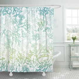 Emvency Shower Curtain Green Sea Blue Freen Ocean Seaweed Great for Elegant Gray Waterproof Polyester Fabric 60 x 72 inches Set with Hooks