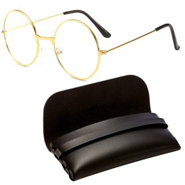 Aquamie Blue Light Cut Flat Glasses, PC Glasses, Round Glasses, Stylish, gold