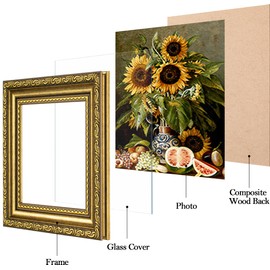 eletecpro 4x4 Picture Frames Set of 4, Ornate Vintage Photo Frames with Glass, Rustic Gold Frame Displays 4x4 Photo for Tabletop, Gold