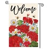 Tikeciti Red Geraniums Bee Garden Flag Double Sided Small Yard