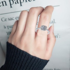 Luckimoli Moissanite Adjustable Engagement Ring, Promise Eternity Ring for Women,Wedding Rings,Jewelry Gift,Friendship Promise Fashion Jewelry Valentine Gifts for Women