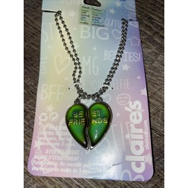 claire’s Blue Green mood best friend necklace bff jewelry set nwt color changing