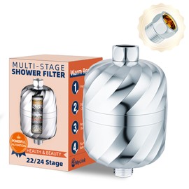 Shower Filter Head for Hard Water of 24 Stage High Output Removes Chlorine to Softener,Brass Nut NO Leaking Reduces Dry Itchy Skin Improves Hair Easy Replacement Cartridge -Chrome
