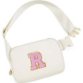 Bum Bag Fanny Pack for Women Ladies Girls, Fashion Festival Fanny Pack Travel Waist Pack Lightweight Adjustable Waist Bag for Running Walking Hiking Jogging (R, White)