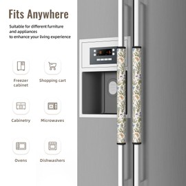 LORTURE Spring Refrigerator Handle Covers, Flower Fridge Handle Covers Set of 2, Floral Refrigerator Door Handle Covers for Kitchen Decor, Door Handle Covers for Freezer, Oven and Dishwasher