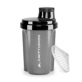 Protein Shaker 300 ml "Heaven" Leak-Proof, BPA Free with Click-In Strainer & Scale for Creamy Whey Shakes, Gym Fitness Cup for Isolate & Sports Concentrates, Protein Shaker, Black Smoke