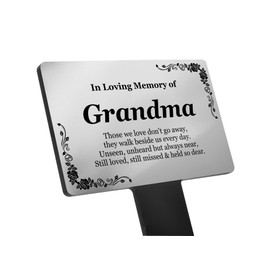 Grandma Memorial Remembrance Plaque | Stake | Silver and Black Acrylic | Waterproof | Outdoor | Grave Marker | Tribute | Plant Marker | Create A Lasting Remembrance