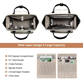 LOVEVOOK Travel Laptop Backpack for Women Fashion Computer Backpack Purse for Work Business Teacher Nurse Bag 15.6-Inch Casual Daypack Airline Approved with USB Port