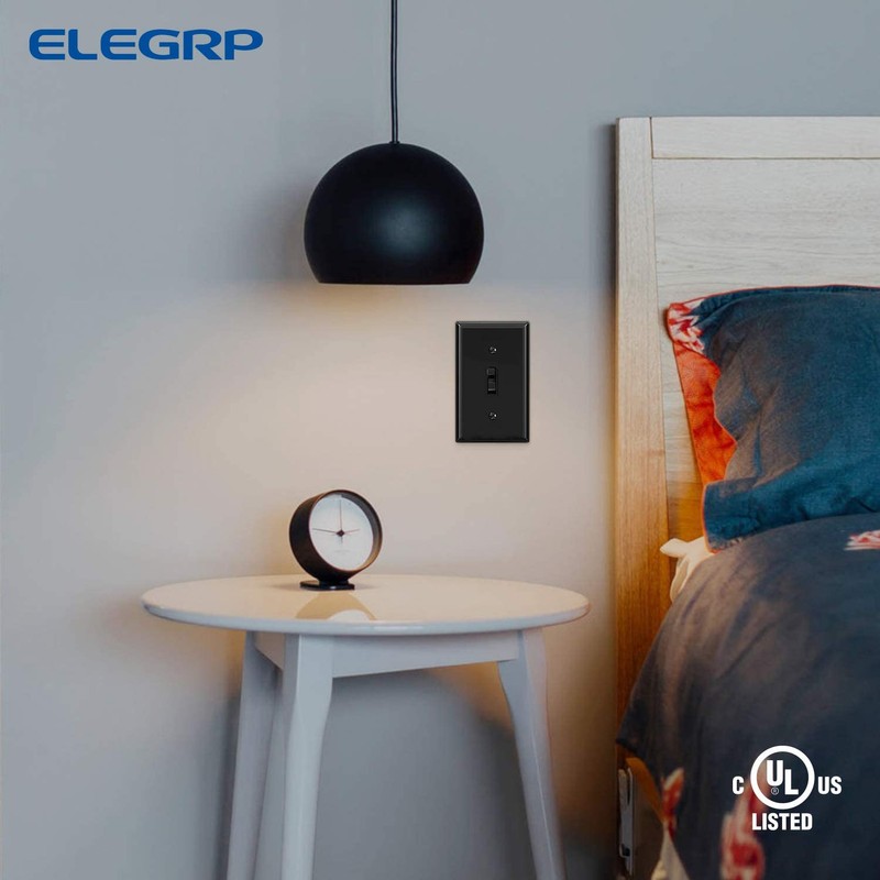 ELEGRP 3 Way Toggle Light Switch with Plate, 15 Amp,