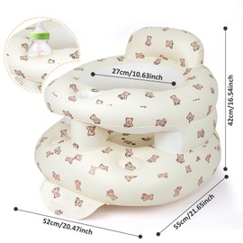 Inflatable Baby Seat Portable Baby Chair Inflatable Chair for Babies 3 Months & Up Infant Back Support Baby Sofa Foldable Blow Up Baby Beach High Chair with Built in Air Pump