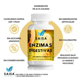 Enzimas Digestivas Suplemento 120cáp Mejor Digestión Premium