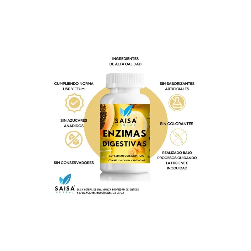 Enzimas Digestivas Suplemento 120cáp Mejor Digestión Premium