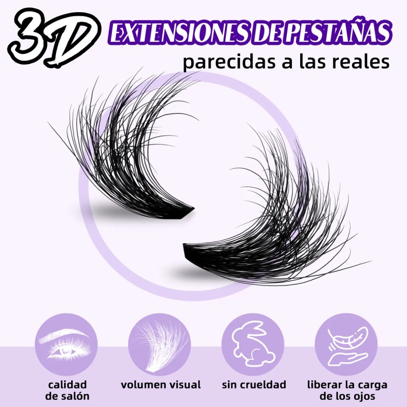 Extensiones De Pestañas Kit 3d Gruesas Individuales B&q