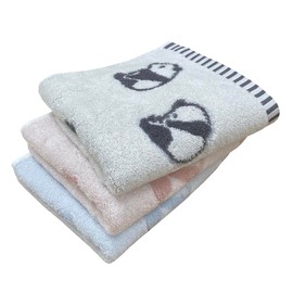 Imabari Towels, Face Towels, Panda Pattern, Set of 3, Approx. 13.4 x 31.5 inches (34 x 80 cm), Made in Japan, Skin-friendly, Nursery, Baby, Nap, Kindergarten, Absorbent, Fluffy, Cotton (Set of 3)