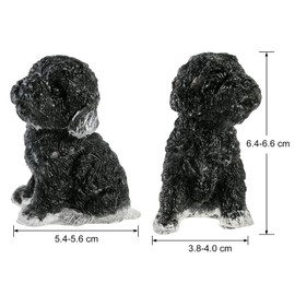 KYEYGWO Resin Poodle Crystal Figurine, Hand Carved Puppy Dog Animal Stone Statue for Home Office Tabletop, Black Obsidian