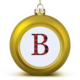 DOREENABE Red and Black Plaid Monogram Initial Xmas Balls Ornaments Initial Letter B Christmas Decorations Tree Balls for Holiday Wedding Party Decoration, Xmas Hanging Balls Tree Decorations