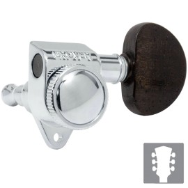 Grover Products NEW Grover 502 LOCKING Tuners 3x3 Modern Gibson Les Paul EBONY Buttons CHROME