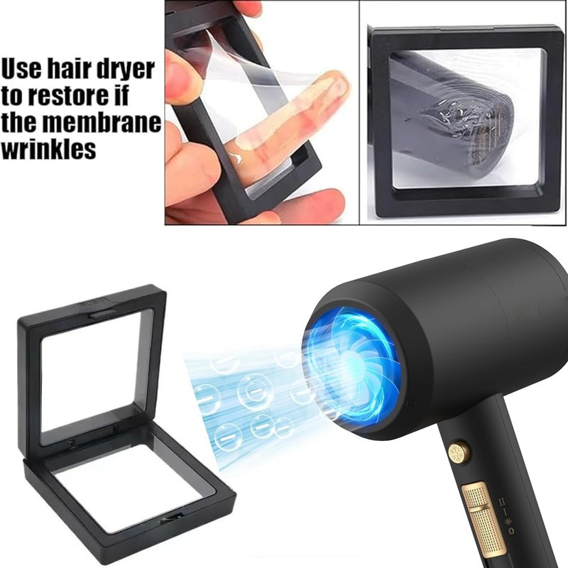 6Pcs 3D Floating Display Case Black 2.75x2.75x0.8 Inch