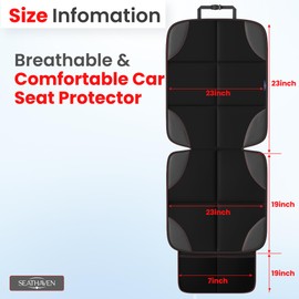 SEATHAVEN Car Seat Protector for Child Seats – Waterproof & Non-Slip 600D Fabric Seat Protector for Baby/Pets, XL with Storage Pockets