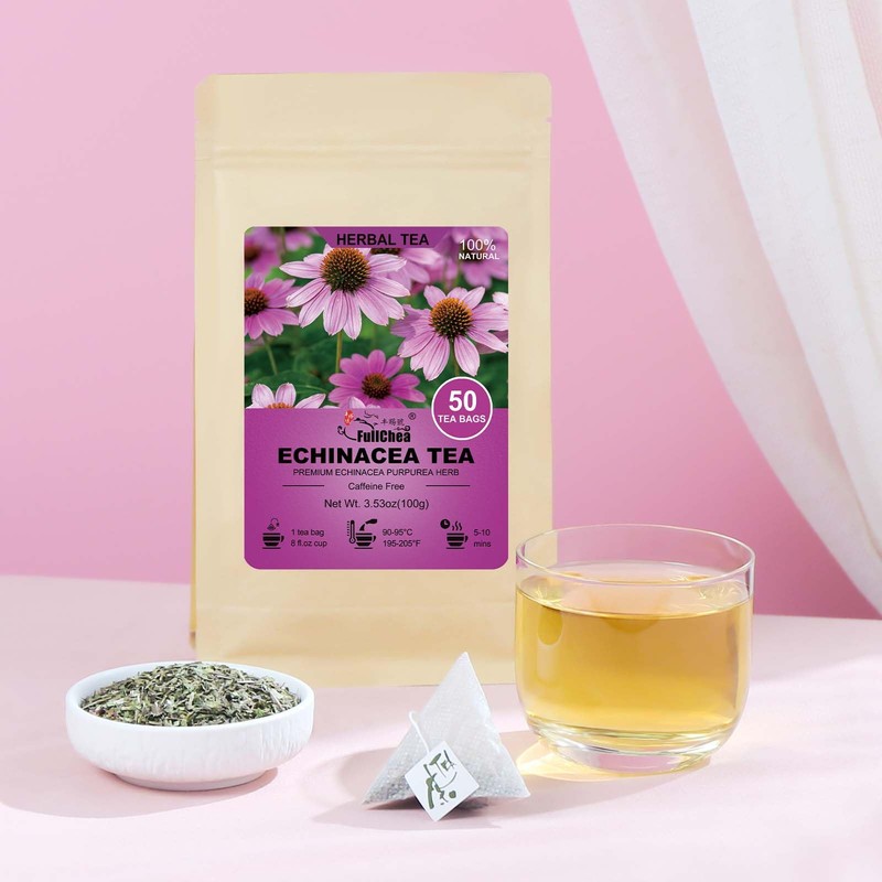 FullChea - Echinacea Tea Bags, 50 Count, 2g/bag - Premium