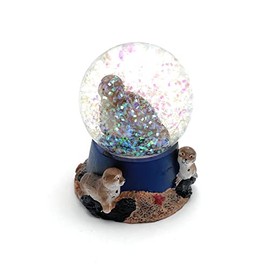 Onwomania Seal Baby Seal Ear Seal Height 6.5 cm Snow Globe Glitter Ball Shake Ball Multicoloured