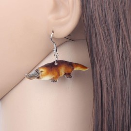 NEWEI Acrylic Australian Platypus Duckbill Duckmole Dangle Earrings Drop for Women Child Cute Animal Jewellery Gift Charm, Acrylic, No Gemstone