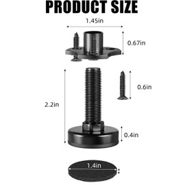 Voyzdx niveladores de Muebles,Patas de nivelación Ajustables de Muebles, gabinetes de Silla, sofá, Rosca de 3/8 a 16 Pulgadas con 4 en T de Tornillo Ajustable, 4 Almohadillas de Fieltro (2409B)