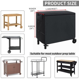 WONEWTH Outdoor Prep Table Cover, Waterproof Dining Cart Table Cover, Patio BBQ Grill Cart Pizza Oven Table Cover Outdoor Bar Table Covers