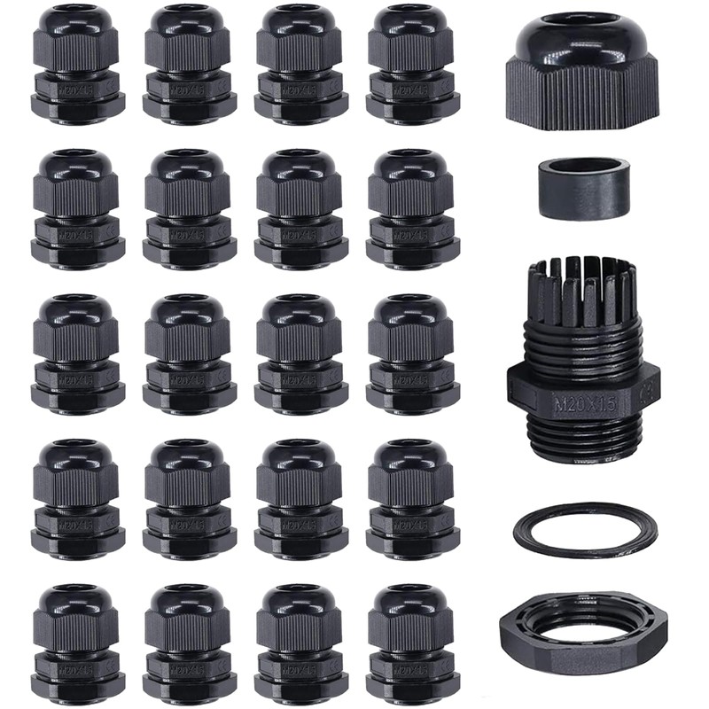 16 Sets PG7 Waterproof Nylon Cable Glands, Cable Gland, Plastic