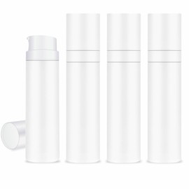 MYOC White Airless Pump Long Bottle Set | 4 Bottles | 50ml | Leak-Proof & Hygienic Dispensing | Ideal for DIY Beauty, Skincare, and Haircare