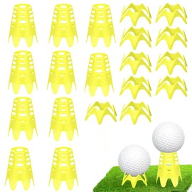 Chinada Tech 20Pcs Golf Simulator Tees, Indoor Golf Tees, Practice Training Golf Mat Tees, Plastic Golf Tees for Winter Turf and Driving Range (Yellow)