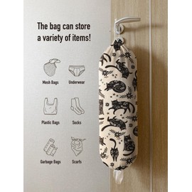 Hglian Black Cat Plastic Grocery Bag Holder,Cute Vintage Flowers Plastic Shopping Bags Organizer Storage Keeper for Kitchen,House Warming Gifts for Women Cat Lover
