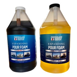 Fiberglass Supply Depot 2 Lb Density Expanding Pour Foam, 2 Part Polyurethane Closed Cell Liquid Foam for Boat and Dock Flotation, Soundproofing, Filling Voids, and Insulation (1 Gallon Kit)