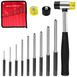 9Pcs Roll Pin Punch Set Multi-Size Steel Pin Punch Kit with Hammer and Storage Pouch Portable Roll Pin Punch Repair Tool Multifunctional Knurled Roll Pin Punch Tool for Repair Watch ○