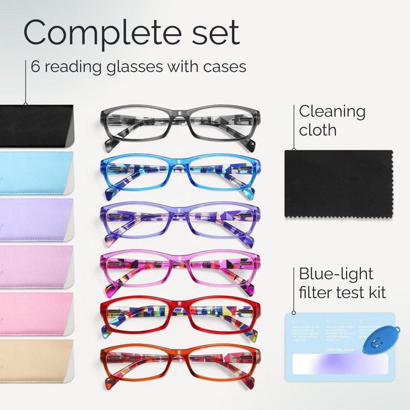 Gaoye Reading Glasses for Women, 6 pack Fashion Readers for
