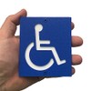 Handicap parking sign, small discreet post-mounted wheelchair ADA plaque 3.5”