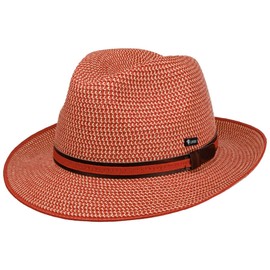 Lipodo Carignano Bogart Straw Hat - Multicoloured Hat - Elegant Shape - Summer Hat with Leather Strap - Made in Italy - Men - Spring/Summer, Natural red, M