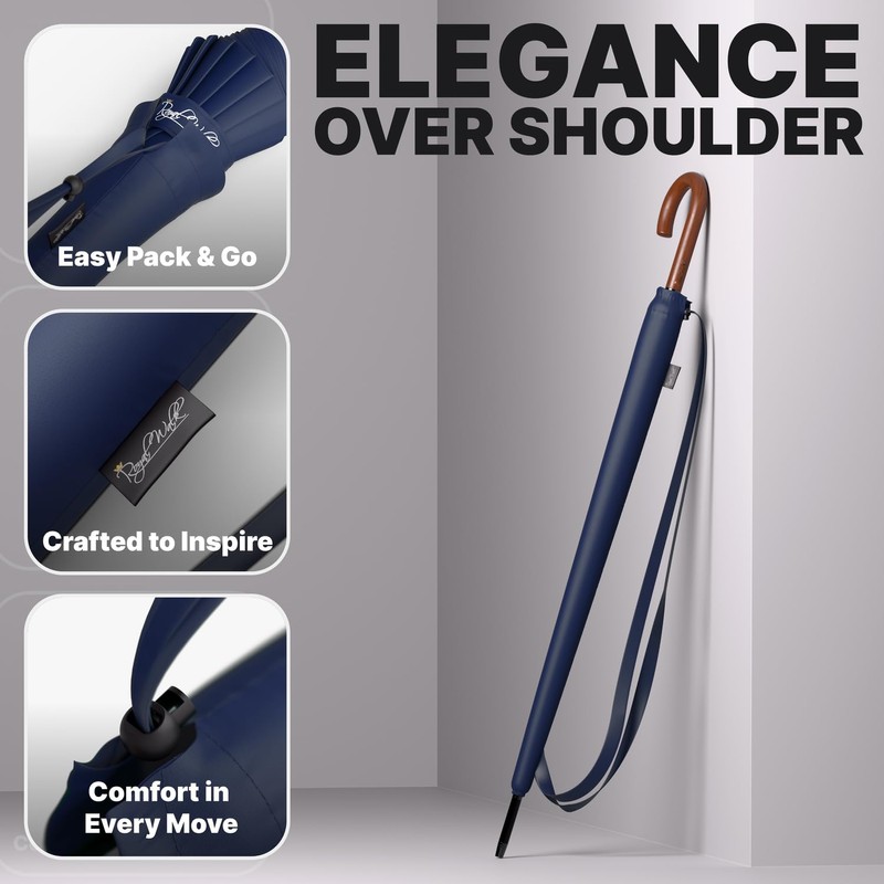 Royal Walk Large Umbrella for 2 Persons, Navy Blue, 54