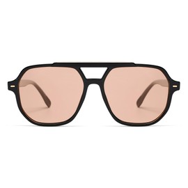 SOJOS Retro Trendy Aviator Polarized Sunglasses Men Women Vintage 70s Square Stylish Frame Sun Glasses SJ2283 Black Orange Lens