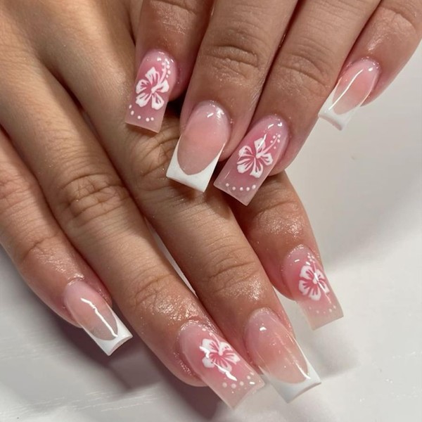 Press On Nails, 24 Pieces Small Square Press On Nails